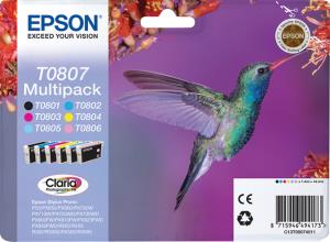 Ink Cartridge - T0807 Hummingbird - 44.4ml - Black/ Yellow/ Cyan/ Magenta/ Light Magenta/ Light Cyan
