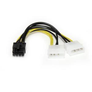 Power Adapter Cable Low Profile4 To 8 Pin Pci-e Video Card 6in