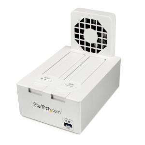Docking Station - USB 3.0 Dual SATA Hard Drive With Fast Charge USB Hub Uasp Support And Fan - White