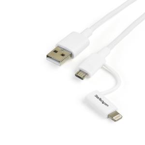 Lightning Or Micro USB To USB Cable For iPhone Ipod/ iPad - 1m White